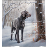 Weimaraner liet het sneeuwen Kerstmis Douchegordijn (Voorkant)
