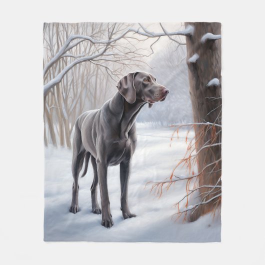Weimaraner liet het sneeuwen Kerstmis Fleece Deken (Voorkant)