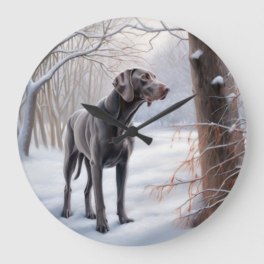 Weimaraner liet het sneeuwen Kerstmis Grote Klok (Voorkant)