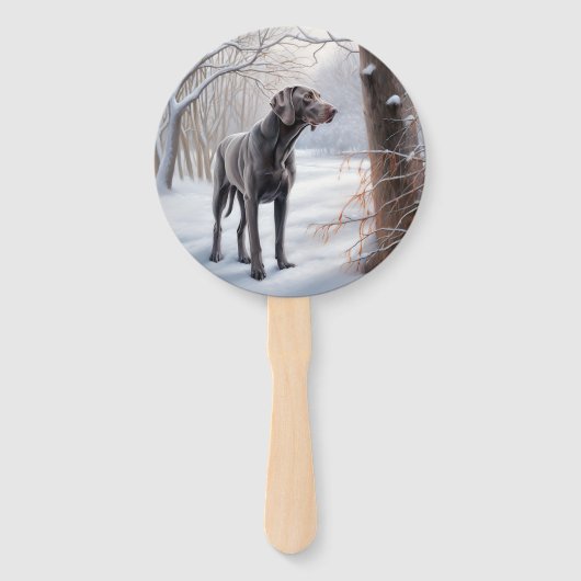 Weimaraner liet het sneeuwen Kerstmis Handwaaier (Achterkant)