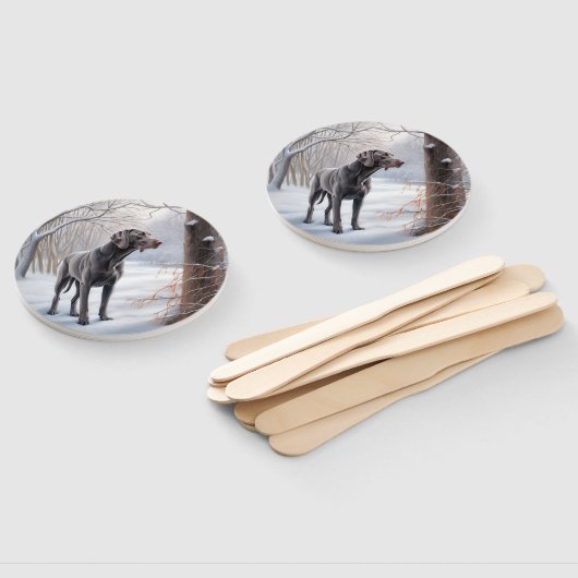 Weimaraner liet het sneeuwen Kerstmis Handwaaier (Niet-gemonteerd)