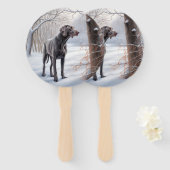 Weimaraner liet het sneeuwen Kerstmis Handwaaier (Voorkant en achterkant)