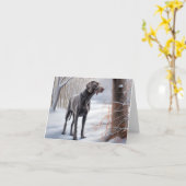 Weimaraner liet het sneeuwen Kerstmis Kaart (Gele Bloem)