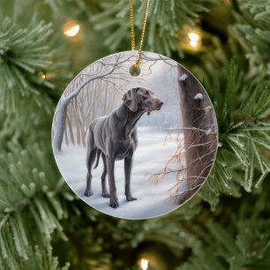 Weimaraner liet het sneeuwen Kerstmis Keramisch Ornament