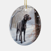 Weimaraner liet het sneeuwen Kerstmis Keramisch Ornament (Rechts)