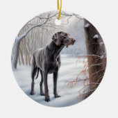 Weimaraner liet het sneeuwen Kerstmis Keramisch Ornament (Voorkant)