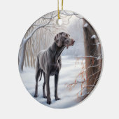 Weimaraner liet het sneeuwen Kerstmis Keramisch Ornament (Links)