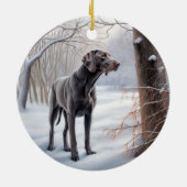 Weimaraner liet het sneeuwen Kerstmis Keramisch Ornament (Achterkant)