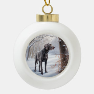 Weimaraner liet het sneeuwen Kerstmis Keramische Bal Ornament