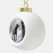 Weimaraner liet het sneeuwen Kerstmis Keramische Bal Ornament (Rechts)