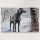 Weimaraner liet het sneeuwen Kerstmis Legpuzzel (Horizontaal)