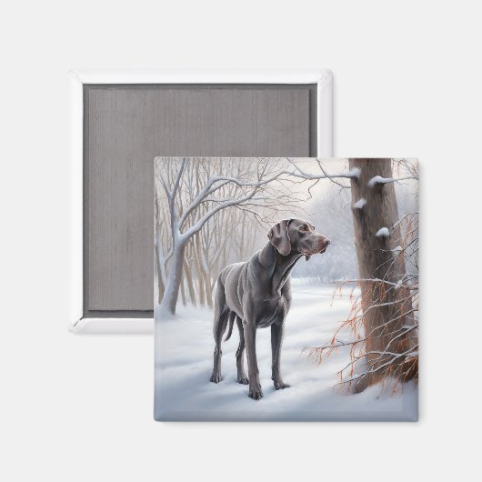 Weimaraner liet het sneeuwen Kerstmis Magneet (Voorkant / Achterkant)
