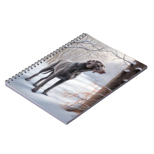 Weimaraner liet het sneeuwen Kerstmis Notitieboek (Linkerzijde)