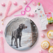 Weimaraner liet het sneeuwen Kerstmis Papieren Bordje (Feest)