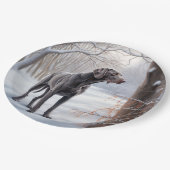 Weimaraner liet het sneeuwen Kerstmis Papieren Bordje (Gekanteld)