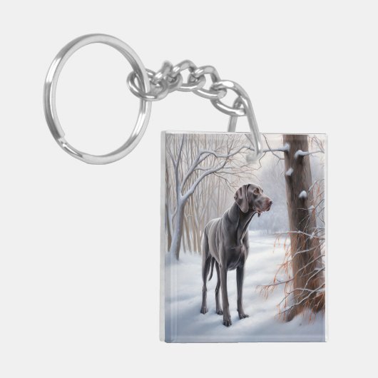 Weimaraner liet het sneeuwen Kerstmis Sleutelhanger (Voorkant Links)