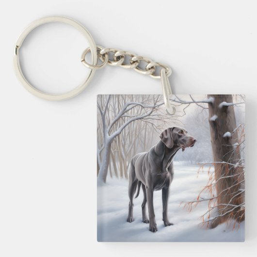 Weimaraner liet het sneeuwen Kerstmis Sleutelhanger (Voorkant)