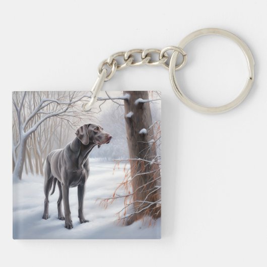 Weimaraner liet het sneeuwen Kerstmis Sleutelhanger (Achterkant)