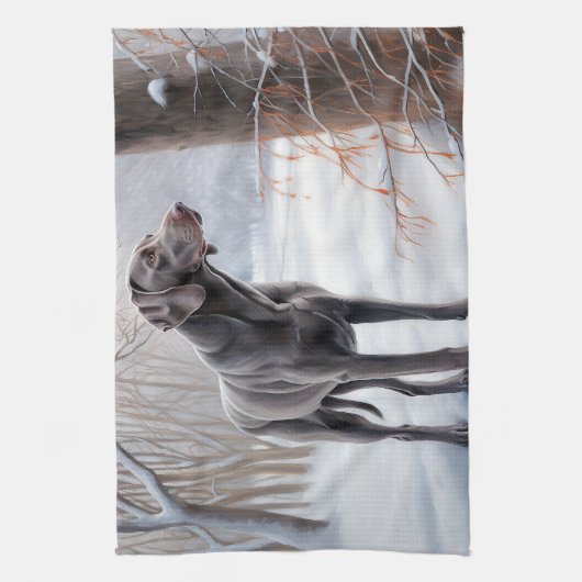 Weimaraner liet het sneeuwen Kerstmis Theedoek (Verticaal)
