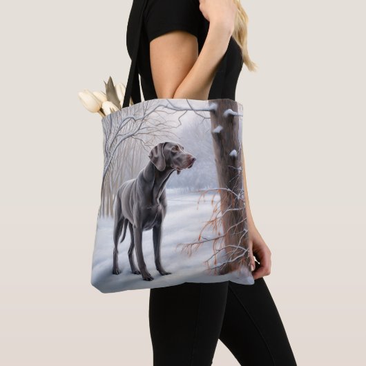 Weimaraner liet het sneeuwen Kerstmis Tote Bag (Dichtbij)