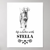 Weimaraner Life is beter met aangepaste hondennaam Poster (Voorkant)