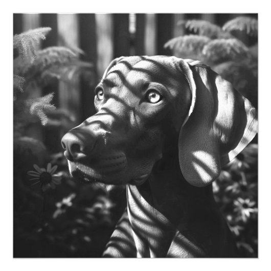 Weimaraner "Majestic Hunter" BW Foto Afdruk (Voorkant)