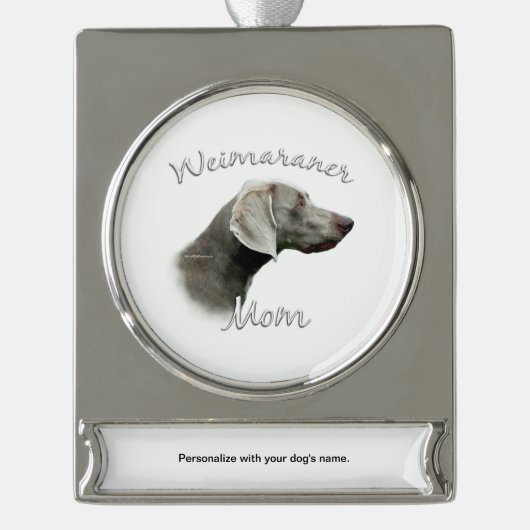 Weimaraner Mam 2 Verzilverd Banner Ornament (Voorkant)