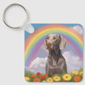 Weimaraner Memorial Aangepaste hondennaam Rainbow  Sleutelhanger (Voorkant)