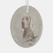Weimaraner met fazant glas ornament (Voorkant Rechts)