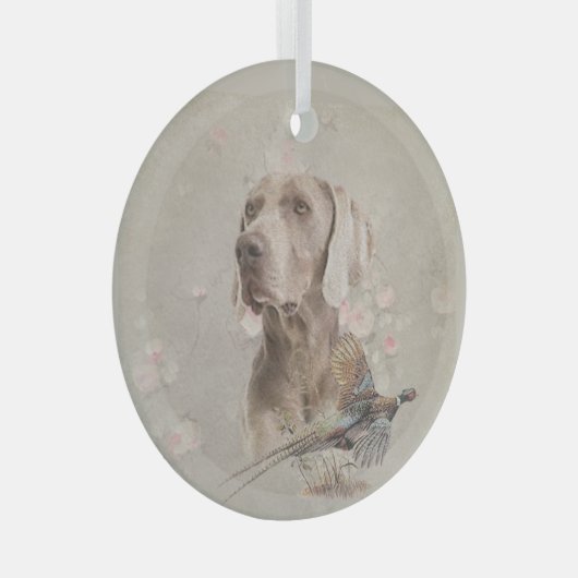 Weimaraner met fazant glas ornament (Voorkant Rechts)