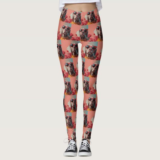 Weimaraner met Hartrozen Valentijnsdag  Leggings (Voorkant)