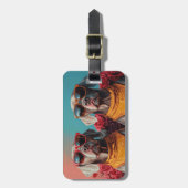 Weimaraner met Heart Rozen Valentijnsdag Bagagelabel (Voorkant verticaal)