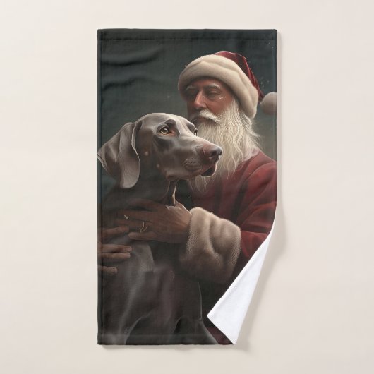 Weimaraner met kerstman Feestelijke kerst Bad Handdoek (Handdoek)