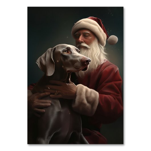 Weimaraner met kerstman Feestelijke kerst Kaart (Voorkant)