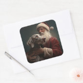 Weimaraner met kerstman Feestelijke Kerst Vierkante Sticker (Envelop)