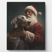 Weimaraner met Kerstman Feestelijke Kerstmis Fotoplaat (Voorkant)