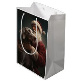 Weimaraner met Kerstman Feestelijke Kerstmis Medium Cadeauzakje (Achterkant Gekanteld)