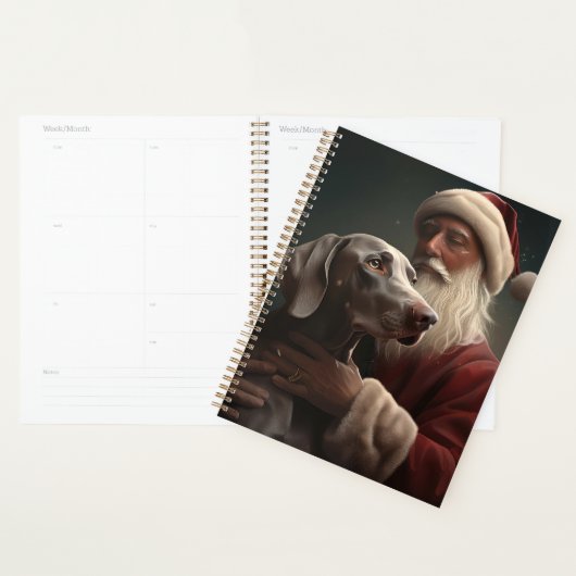 Weimaraner met Kerstman Feestelijke Kerstmis Planner (Display)
