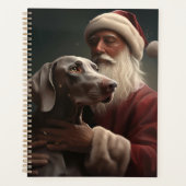 Weimaraner met Kerstman Feestelijke Kerstmis Planner (Voorkant)