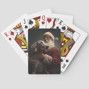 Weimaraner met Kerstman Feestelijke Kerstmis Pokerkaarten