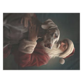 Weimaraner met Kerstman Feestelijke Kerstmis Tafelkleed (Voorkant (Horizontaal))