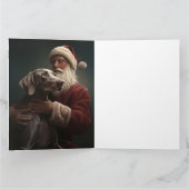 Weimaraner met Kerstman Festive Kerstmis Kaart (Binnen)
