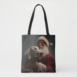 Weimaraner met Kerstman Festive Kerstmis Tote Bag