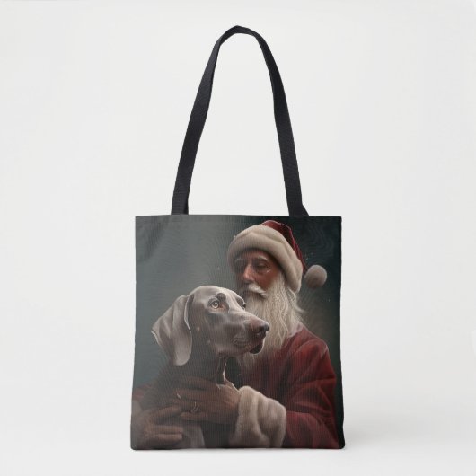 Weimaraner met Kerstman Festive Kerstmis Tote Bag (Voorkant)