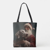 Weimaraner met Kerstman Festive Kerstmis Tote Bag (Achterkant)