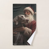 Weimaraner Met Sinterklaas Feestelijke Kerstmis Bad Handdoek (Handdoek)