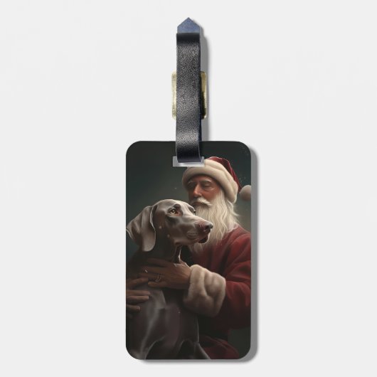 Weimaraner Met Sinterklaas Feestelijke Kerstmis Bagagelabel (Achterkant verticaal)