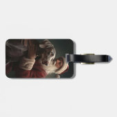 Weimaraner Met Sinterklaas Feestelijke Kerstmis Bagagelabel (Achterkant horizontaal)