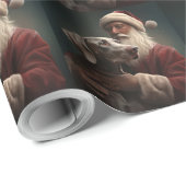 Weimaraner Met Sinterklaas Feestelijke Kerstmis Cadeaupapier (Rol Hoek)