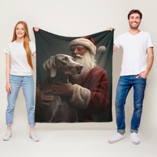 Weimaraner Met Sinterklaas Feestelijke Kerstmis Fleece Deken